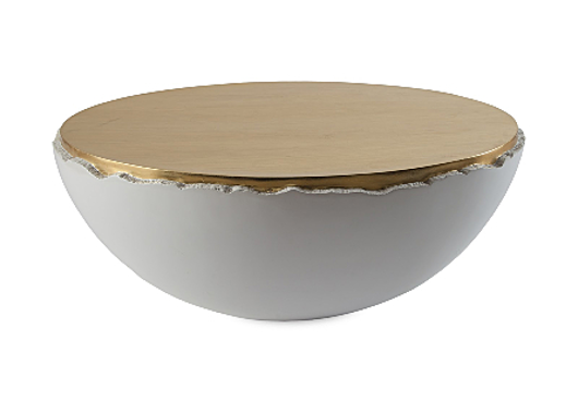 Picture of BROKEN EGG COFFEE TABLE WHITE AND GOLD LEAF