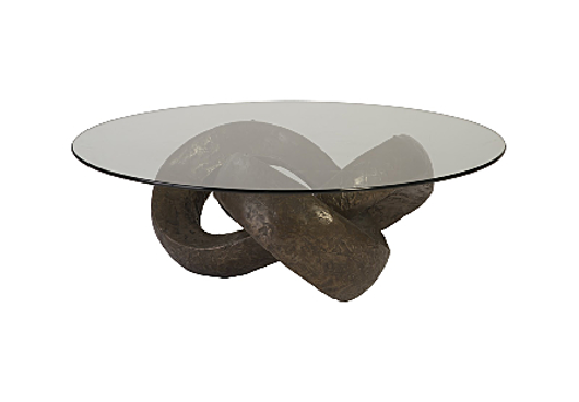 Picture of TRIFOIL COFFEE TABLE BRONZE W/ GLASS