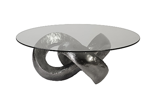 Picture of TRIFOIL COFFEE TABLE LIQUID SILVER W/GLASS