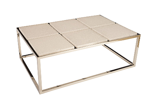 Picture of CRUSHED ACRYLIC COFFEE TABLE 6 SQUARES, STAINLESS STEEL FRAME