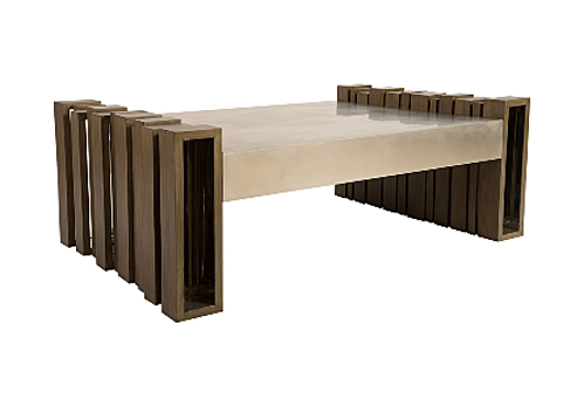Picture of BARCODE COFFEE TABLE MOHOGANY/SS