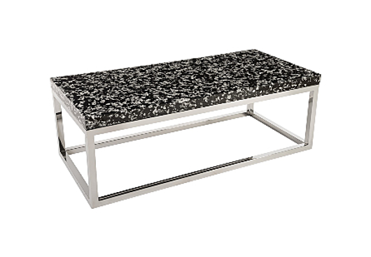 Picture of CAPTURED SILVER FLAKE COFFEE TABLE RECTANGLE WITH SS BASE