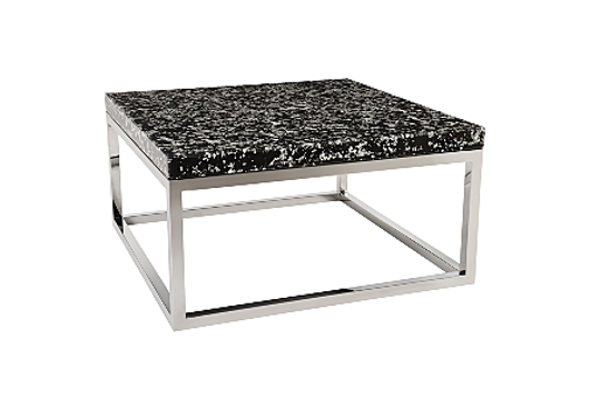 Picture of CAPTURED SILVER FLAKE COFFEE TABLE WITH SS BASE