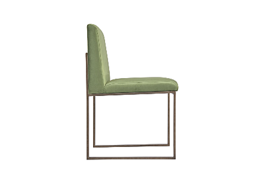 Picture of FROZEN DINING CHAIR GREEN VELVET FABRIC, INDUSTRIAL SILVER METAL FRAME