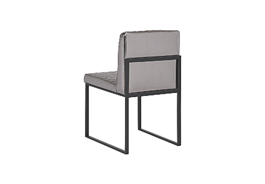 Picture of FROZEN DINING CHAIR QUILTED PLATINUM FABRIC, MATTE BLACK METAL FRAME