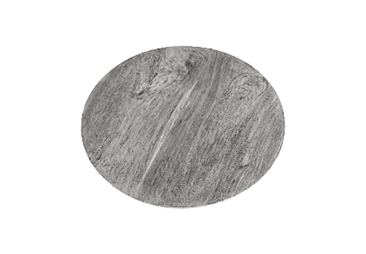 Picture of CHULETA ROUND DINING TABLE ON STAINLESS STEEL BASE CHAMCHA WOOD, GREY STONE, 60