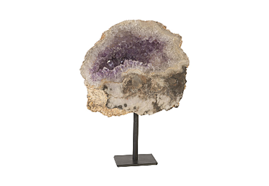 Picture of AMETHYST TABLETOP SCULPTURE ON BLACK METAL STAND ASSORTED, SM