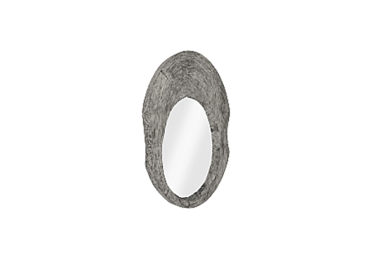 Picture of WOOD WALL MIRROR GREY STONE, ROUND