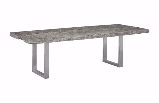 Picture of CHAMCHA WOOD DINING TABLE GREY STONE, BRUSHED STAINLESS STEEL LEGS