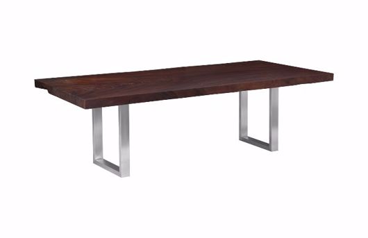 Picture of CHAMCHA WOOD DINING TABLE EBONY, BRUSHED STAINLESS STEEL LEGS