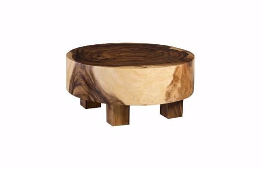 Picture of CHAMCHA WOOD THICK COFFEE TABLE ON BLOCK LEGS ROUND
