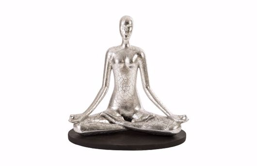 Picture of YOGA FIGURE MEDITATING, SILVER LEAF, WITH LINES