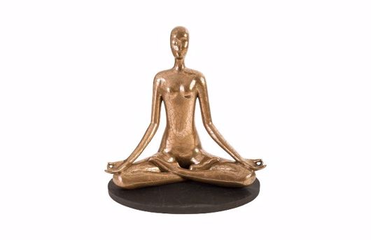 Picture of YOGA FIGURE MEDITATING, POLISHED BRONZE, WITH LINES
