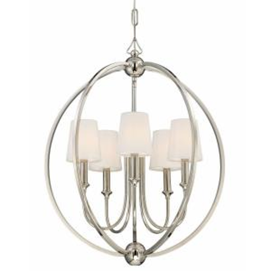 Picture of SYLVAN - FIVE LIGHT CHANDELIER WITH SILK OR LINEN FABRIC SHADES