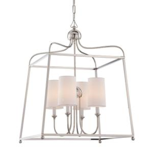 Picture of SYLVAN - FOUR LIGHT CHANDELIER WITH LINEN FABRIC SHADES