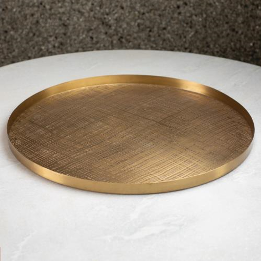 Picture of PLAID ETCHED TRAY-ANTIQUE BRASS