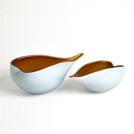 Picture of FROSTED BLUE BOWL W/AMBER CASING