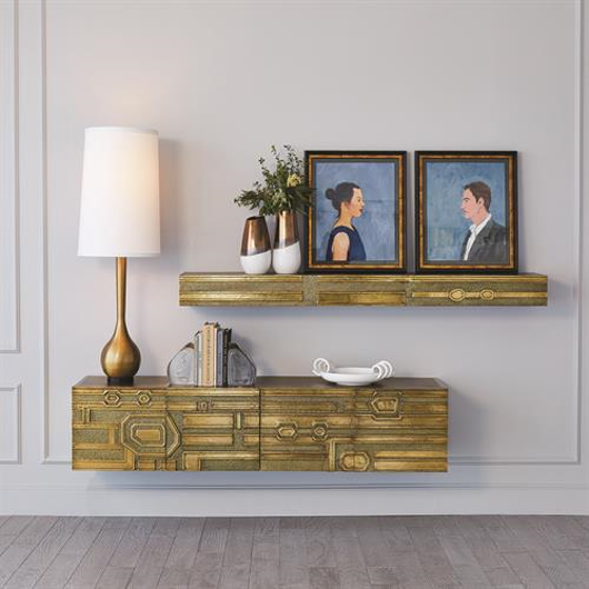Picture of ABSTRACT BLOCK FLOATING SHELF-BRASS