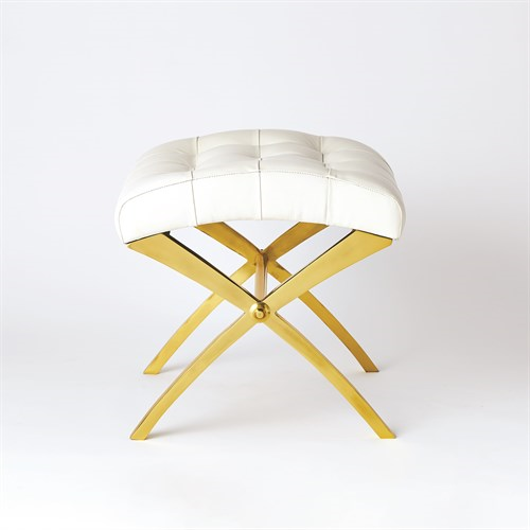 Picture of SCARLET STOOL-BRASS W/WHITE LEATHER