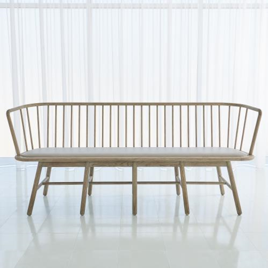 Picture of SPINDLE LONG BENCH - GREY LEATHER
