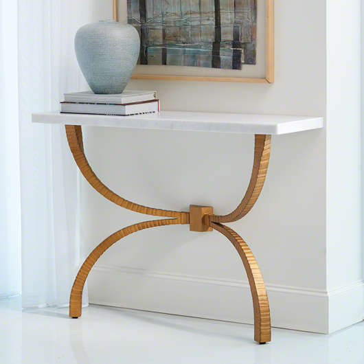 Picture of TETON CONSOLE-GOLD W/WHITE MARBLE TOP