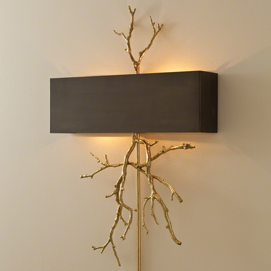 Picture of TWIG ELECTRIFIED WALL SCONCE-BRASS ON BRASS W/BRONZE SHADE