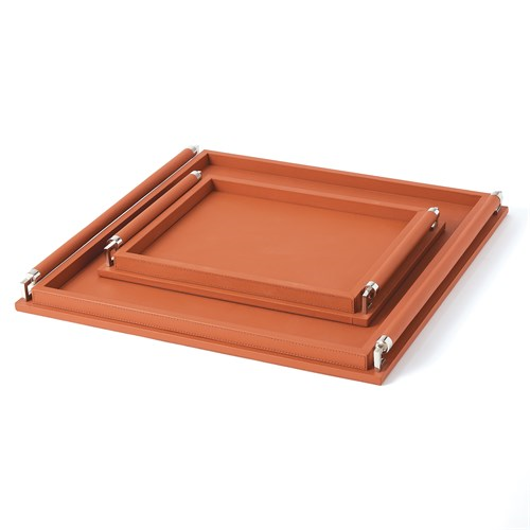Picture of WRAPPED HANDLE TRAY-CORAL LEATHER