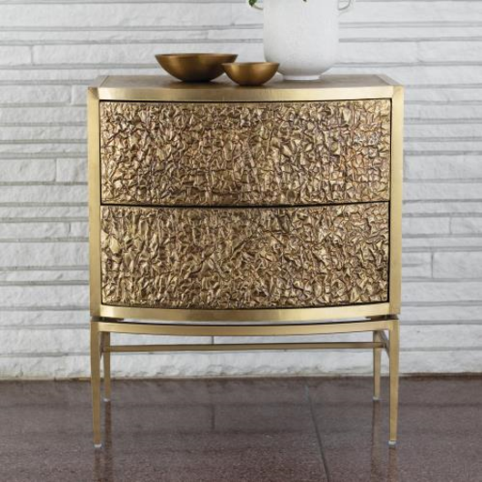 Picture of CRINKLE BEDSIDE CHEST - BRASS/BRONZE