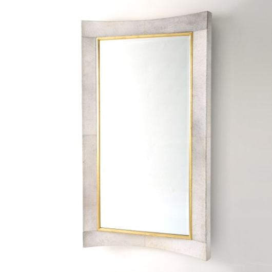 Picture of CURVED FLOOR MIRROR-WHITE HAIR-ON-HIDE