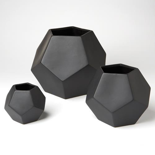 Picture of FACETED VASE-BLACK