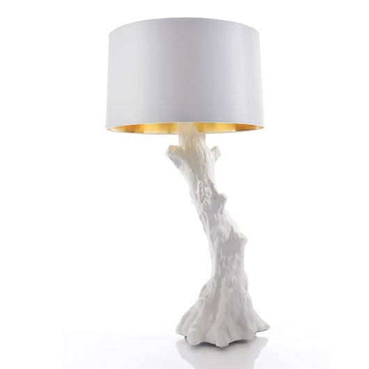 Picture of FAUX BOIS LAMP-WHITE W/WHITE SHADE