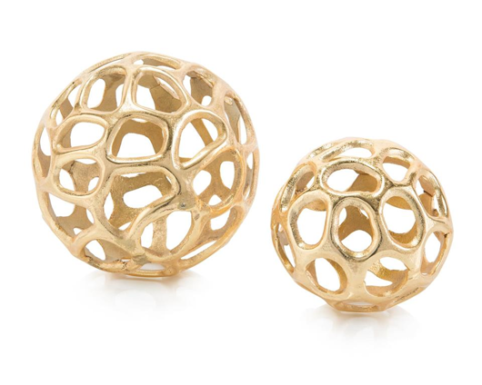 Picture of SET OF TWO GOLD BALLS WITH HOLES
