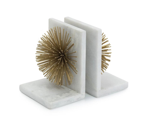 Picture of GOLD BURSTS ON WHITE MARBLE BOOKENDS