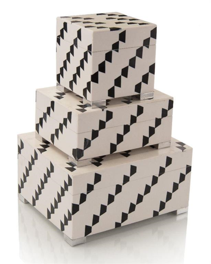 Picture of SET OF THREE BLACK-AND-WHITE BOXES