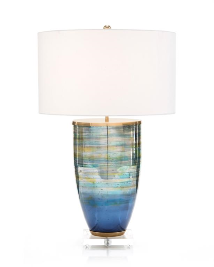 Picture of BLUE STRIATED GLASS TABLE LAMP