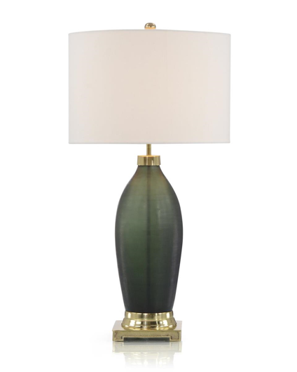 Picture of EMERALD GREEN ETCHED GLASS TABLE LAMP