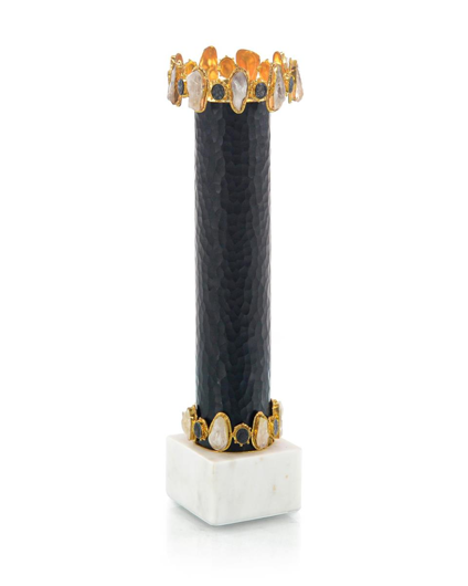 Picture of BLACK, GOLD, AND WHITE ACCESSORIZED CANDLEHOLDER