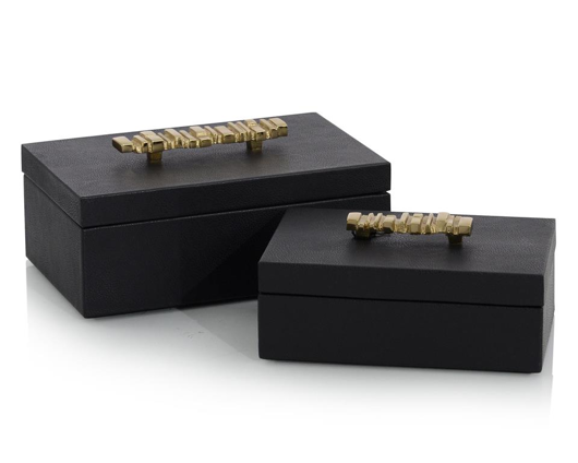 Picture of SET OF TWO ONYX ANTIQUE GRAIN LEATHER BOXES