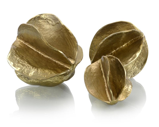 Picture of SET OF THREE BRASS SPHERES OF FLOWING WAVES