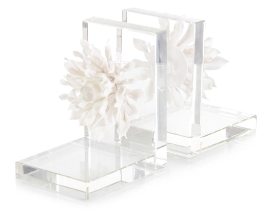 Picture of SET OF TWO PORCELAIN PETALS AND CRYSTAL BOOKENDS