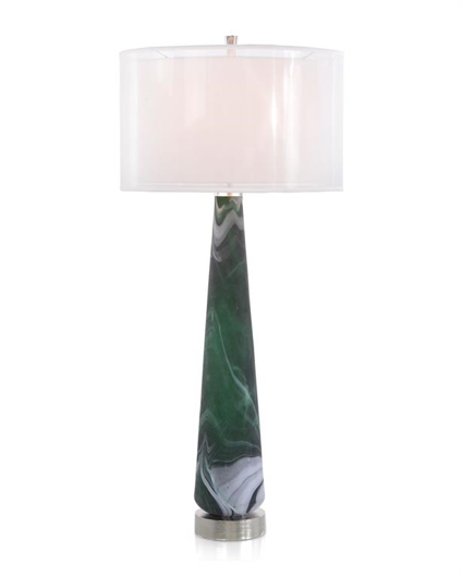 Picture of EMERALD GREEN MARBLED BUFFET LAMP