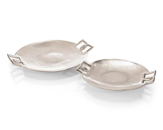 Picture of SET OF TWO SILVER TRAYS WITH EQUESTRIAN BUCKLE HANDLES