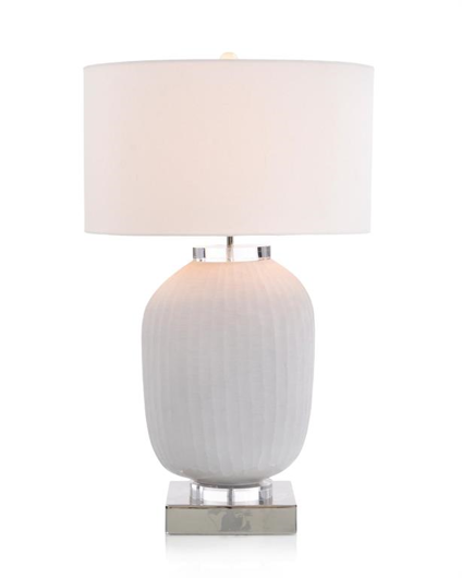 Picture of CHISELED WHITE GLASS TABLE LAMP