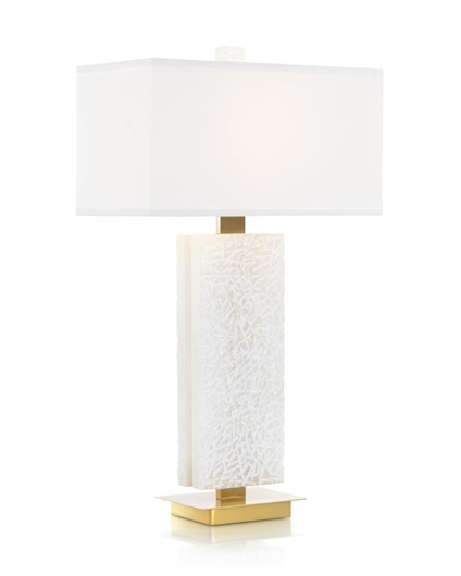 Picture of CARVED ALABASTER SHADED TABLE LAMP