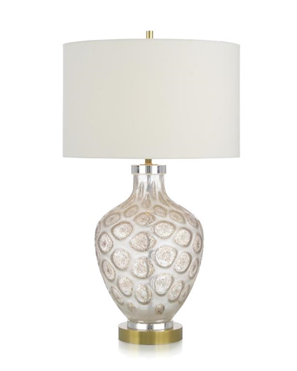Picture of CARVED GLASS TEARDROP TABLE LAMP IN CREAMS