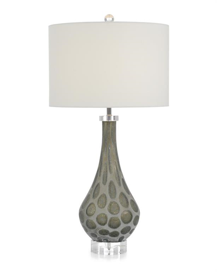 Picture of CARVED GLASS TEARDROP TABLE LAMP IN GREY