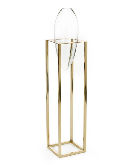 Picture of GLASS CONTAINER IN BRASS FLOOR STAND