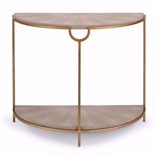 Picture of VOGUE SHAGREEN DEMILUNE CONSOLE (IVORY GREY AND BRASS)