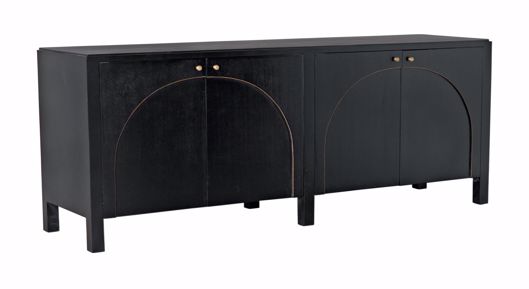 Picture of WESTON SIDEBOARD, HAND RUBBED BLACK WITH LIGHT BROWN TRIM