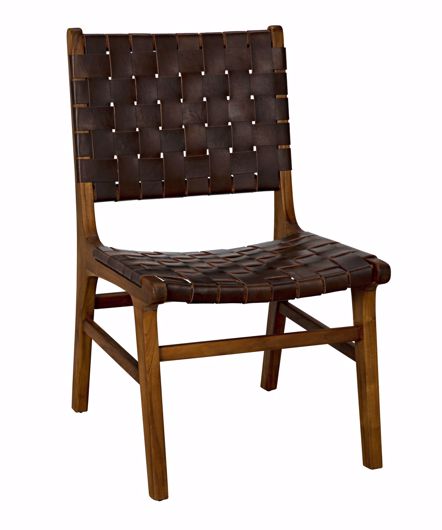 Picture of DEDE DINING CHAIR, TEAK WITH BROWN LEATHER